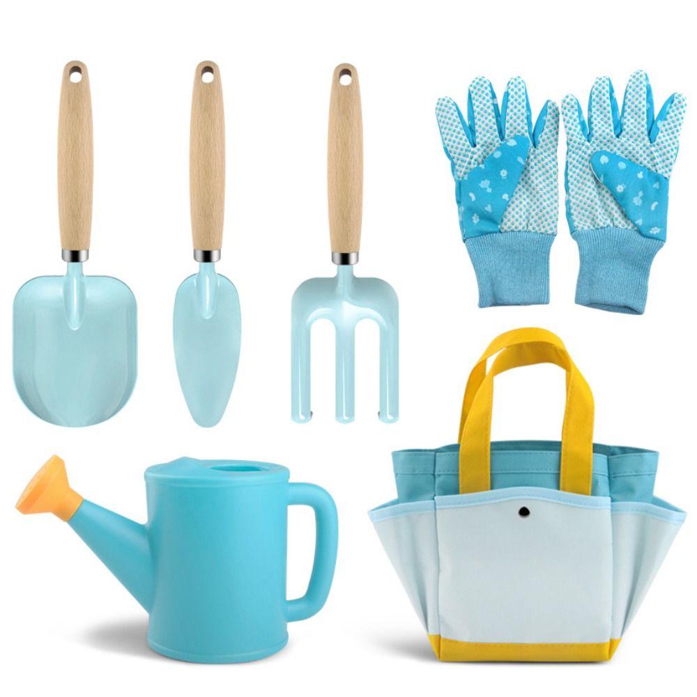 Gardening Tools Girls - ชุดเครื่องมือทำสวนสีลูกกวาด พร้อมพลั่ว คราด ชุดอุปกรณ์ปลูกต้นไม้สำหรับเด็ก ผ้ากันเปื้อน ที่พรวนดิน