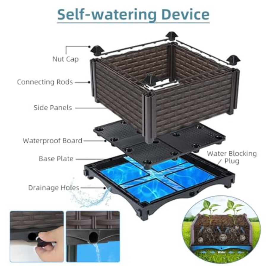 กล่องปลูกต้นไม้แบบยกสูงพร้อมระ - Self-Watering Planter บทวิจารณ์และราคา